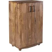 DELUKE Barschrank OSKAR - Mangoholz Braun 122x46x74cm | Weinschrank Kaffeetresenschrank