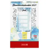 Brunnen Familienplaner Aquarell 1070284007, Jahr 2027, Wandkalender, mit 5 Spalten, 25 x 42cm