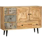DELUKE Sideboard KJELL - Holz Braun 79x31x117,5cm | Schrank Flur Schlafzimmer Kommode