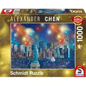 Schmidt Puzzle Feuerwerk Freiheitsstatue 1000 Teile Erwachsene