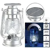 Lunartec Dimmbare High-Power Solar-LED-Sturmlampe, 200 lm, 3 W, silbern
