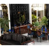 AEA Designer Braunes Esszimmer Set Holz Konsole Moderner Spiegel
