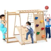 Northix Indoor Jungle Gym Playground with Slide & Climbing Wall