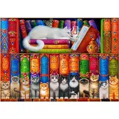 Bluebird Puzzle Katzen Bücherregal Puzzle - 1000 Teile Puzzlespaß