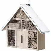 ROYAL GARDINEER Insektenhotel Maja, zum Aufhängen, aus Holz, mit Regenschutz & Nisthülsen, 29,5 x 28 cm, Bienenhotel