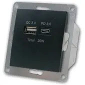 McPower FLAIR USB Ladedose Schwarz USB A&C ohne Rahmen