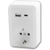 McPower Schutzkontakt-Steckdose Finery 250V/16A 1x USB-C mit PD + 1x USB-A