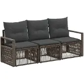 vidaXL Gartensofa-set 3 pcs Grau Poly-Rattan