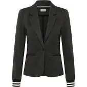 Kaffe Blusenblazer "Damen Blazer Kinnie", Damen, Gr. S, grau (grau meliert, schwarz, chalk stripe), Obermaterial: 76% Polyester PES. 20% Viskose CV. 4% Elasthan EL., Blazer Blusenblazer