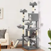 OEM Katzen Kratzsäule aus Plüsch, Lichtgrau, mit stabiler Konstruktion zum Krallenwetzen