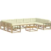vidaXL Outdoor-Sofagarnitur 10 stk. Weiß und Creme