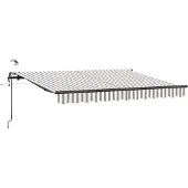 vidaXL Ausziehbare Markise Hellgrau und Weiß 450 x 300 cm Polyester