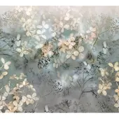 Erismann Transparente Tapete mit Blumen Vlies Fototapete in Türkis Beige für Schlafzimmer und Esszimmer Florale Bildtapete im Herbst Stil