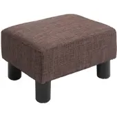 MODFU Fußhocker Leinen Braun 40x30x24 cm, gepolstert, mit Massivholzrahmen