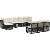 vidaXL Gartensofa-set 10 pcs Schwarz Poly-Rattan