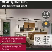Paulmann URail LED-Schienenlampe Zelos schwarz 3.000 K 37 cm Zelos, dimmbar, schwarz, für Wohn- / Esszimmer, Aluminium, Modern