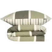Schiesser Bettwäscheset Brody | Gestreift | Renforcé | 2-teilig | 100% Baumwolle | Angenehm weich & glatt | YKK-Reißverschluss | 135x200 cm + 80x80 cm | Grün