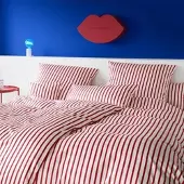 Elegante Mako-Satin Bettwäsche Double himbeerrot 155x200 cm + 80x80 cm - rot;beige