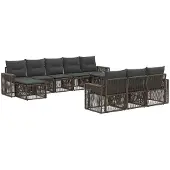 vidaXL Gartensofa-set 10 stk. Grau und Dunkelgrau Poly-Rattan