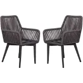 Mr. Deko 2er Set Diningsessel Marbella Rope - Aluminium Gestell grau