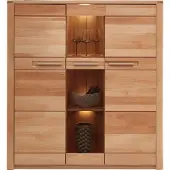 Innostyle Highboard - 127 x 137 cm - 3 Türen - Kernbuche teilmassiv - mit LED-Beleuchtung