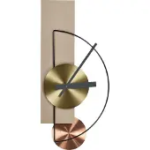 Beliani Wanduhr Beige Metall Geometrisch mit Pendel Zeigern Batteriebetrieben ohne Zahlen Indizes Sekundenzähler Modernes Design Pendeluhr