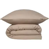 Schiesser Bettwäscheset Ella | Baumwollsatin | 2-teilig | Unifarben | 100% Baumwolle | Seidig glatt | YKK-Reißverschluss | 135x200 cm + 80x80 cm | Cappuccino