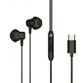 Conceptronic BRENDAN04B USB-C Ergonomisches Earbud-Headset, Kabelgebunden, Anrufe/Musik, 20 - 20000 Hz, 14 g, Kopfhörer, Schwarz