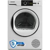 HEISSNER HHPD-V9T1CH, Freistehend, Frontlader, Wärmepumpe, Weiß, Tasten, Drehregler, LED