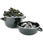 Assheuer & Pott APS 627 Servier-Muscheltopf, schwarz emailliertes Stahlblech, Ø 24 cm, Inhalt Topf 5,2 Liter, Inhalt Deckel 2,7 Liter