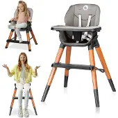 Lionelo Mona 4in1 Kinder Hochstuhl Baby Kombihochstuhl Kinderhochstuhl Babystuhl Schwarz-Grau