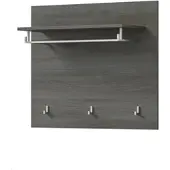 Inn.Furn GARDEROBENPANEEL grau 80 x 70 cm, Flurgarderobe mit Kleiderstange und Haken