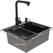OEM Küchenspüle, Edelstahl, Einzelbecken, Schwarz