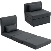 HOMCOM Bodensessel 2-in-1 Klappbar Schlafsofa mit Kordoptik für Wohnzimmer