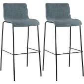 CLP 2er Set Barhocker Hover stapelbar Stoffbezüge Vierfußgestelle bis 150 kg blau Gestell Farbe schwarz