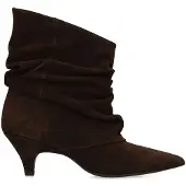 Manfield Dunkelbraune Slouchy Boots aus Veloursleder mit Absatz | Größe 40
