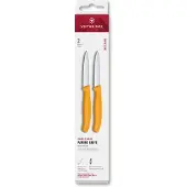 Victorinox Swiss Classic Gemüsemesser-Set, 2-teilig, 8 cm, gerade, mittlere Spitze, Gelb, Box