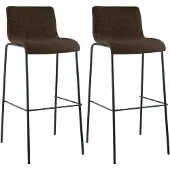CLP 2er Set Barhocker Hover stapelbar Stoffbezüge Vierfußgestelle bis 150 kg | Farbe braun Gestell Farbe schwarz