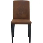 MODFU Esszimmerstuhl 4er-Set braun,Küchenstuhl mit schwarzen Metallbeinen und 47 cm hohe Rückenlehne,Bürostuhl,Loungesessel für Esszimmer