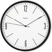 Hama Wanduhr Wanduhr "Elegante", Schwarz, geräuscharm