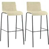 CLP 2er Set Barhocker Hover stapelbar Stoffbezüge Vierfußgestelle bis 150 kg creme Gestell Farbe schwarz