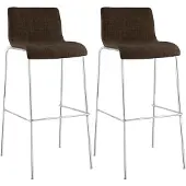 CLP 2er Set Barhocker Hover stapelbar Stoffbezüge Vierfußgestelle bis 150 kg braun Gestell Farbe chrom