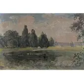 Erismann Ausgefallene Tapete mit Landschaft Gemalt Vlies Fototapete Als Gemälde für Wohnzimmer und Esszimmer Bildtapete in Dunkelgrün Blau