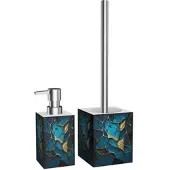 Sanilo Badezimmer Set Seifenspender und WC Bürste Marmor Cobalt