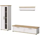Inn.Furn Wohnwand "Mirano" in weiß Lärche und Eiche Artisan Landhaus Wohnkombination 3-teilig 240 cm