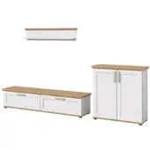 Inn.Furn Wohnwand "Mirano" in weiß Lärche und Eiche Artisan Landhaus Wohnkombination 3-teilig 260 cm