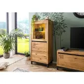 MASSIVMOEBEL24.DE Vitrine Wildeiche 65x40x148 natur geölt VILLANDERS #104