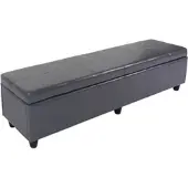 BERLINLODGE Bank Sitzbank mit Aufbewahrung Lars XXL | HxBxT 45x180x45cm | Grau | Leder + Kunstleder