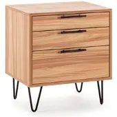 VS VENTA-STOCK NACHTTISCH Alma 3 Schubladen Holzfarbe, Metallfüße
