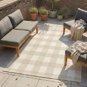 FRAAI In- & Outdoor Teppich - Ranch Checkerboard Beige 120x170 cm